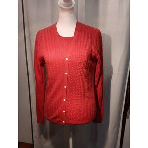 Brooks Brothers silk & cashmere Shell &  sweater‎ cardigan 2 Pc Set S Top Coral